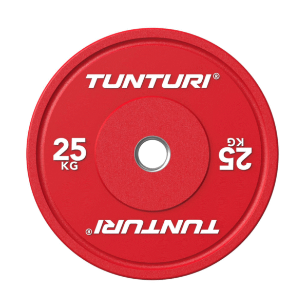 Raskusketas TUNTURI Platinum Bumper Plate, punane, 50mm, 25 kg