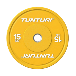 Raskusketas TUNTURI Platinum Bumper Plate, kollane, 50mm, 15 kg