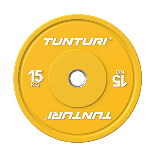 Raskusketas TUNTURI Platinum Bumper Plate, kollane, 50mm, 15 kg