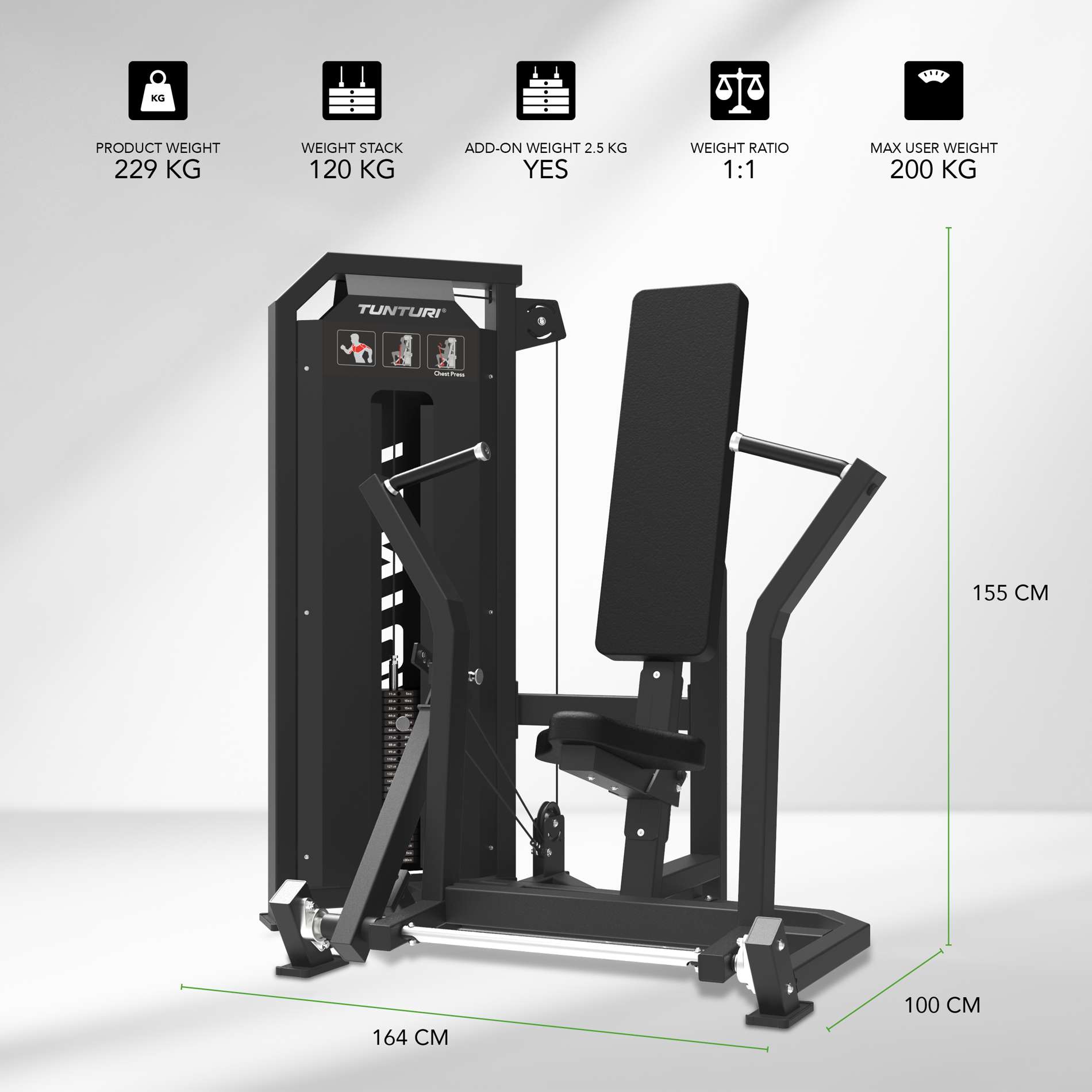 Jõujaam TUNTURI Platinum - Chest Press - Selectorized V-Series - Image 2