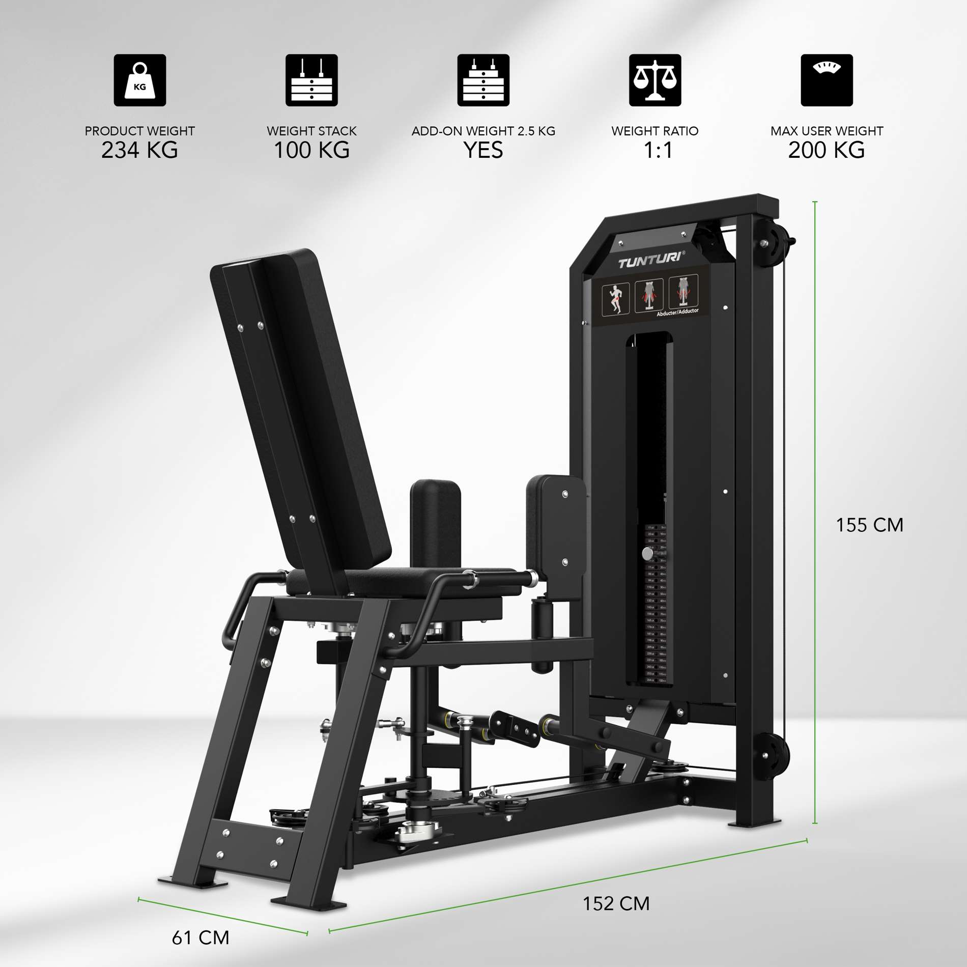 Jõujaam TUNTURI Platinum - Dual Abductor/Adductor - Selectorized V-Series - Image 2