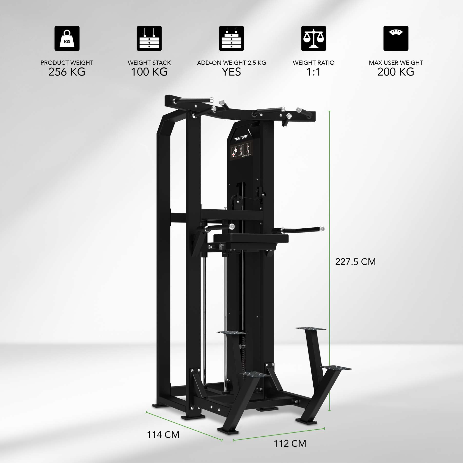 Jõujaam TUNTURI Platinum - Dual Assisted Chin Up/Dip - Selectorized V-Series - Image 2
