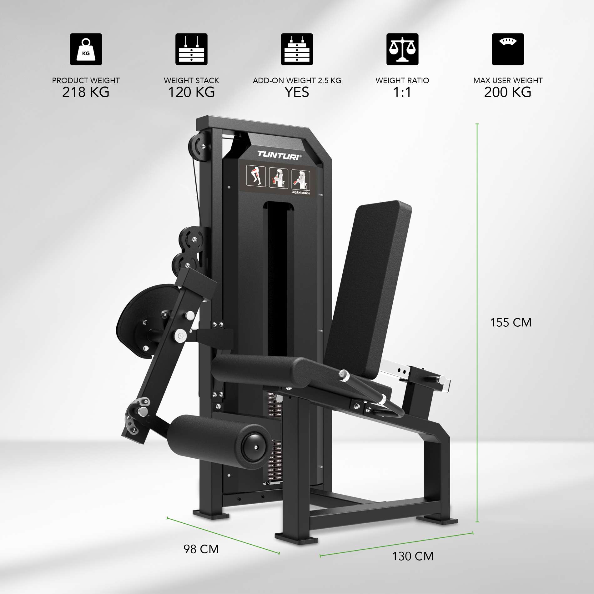 Jõujaam TUNTURI Platinum - Leg Extension - Selectorized - V-Series - Image 2