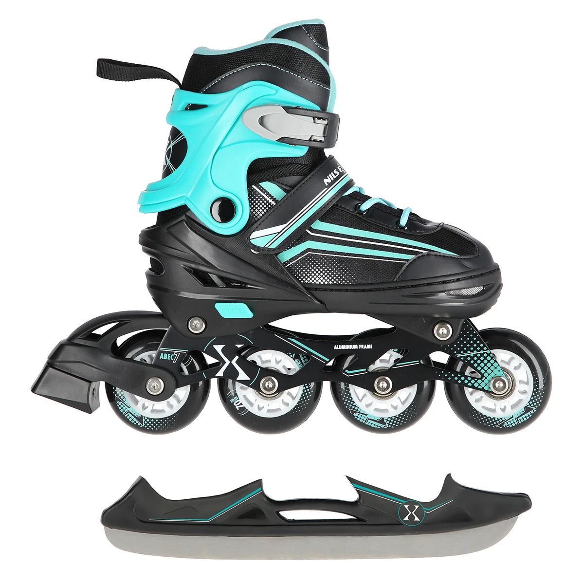2in1 (rull)uisud NILS EXTREME NH18190 In-line Skates/Hockey Ice Skates, M (34-38) Black/Blue - Image 3