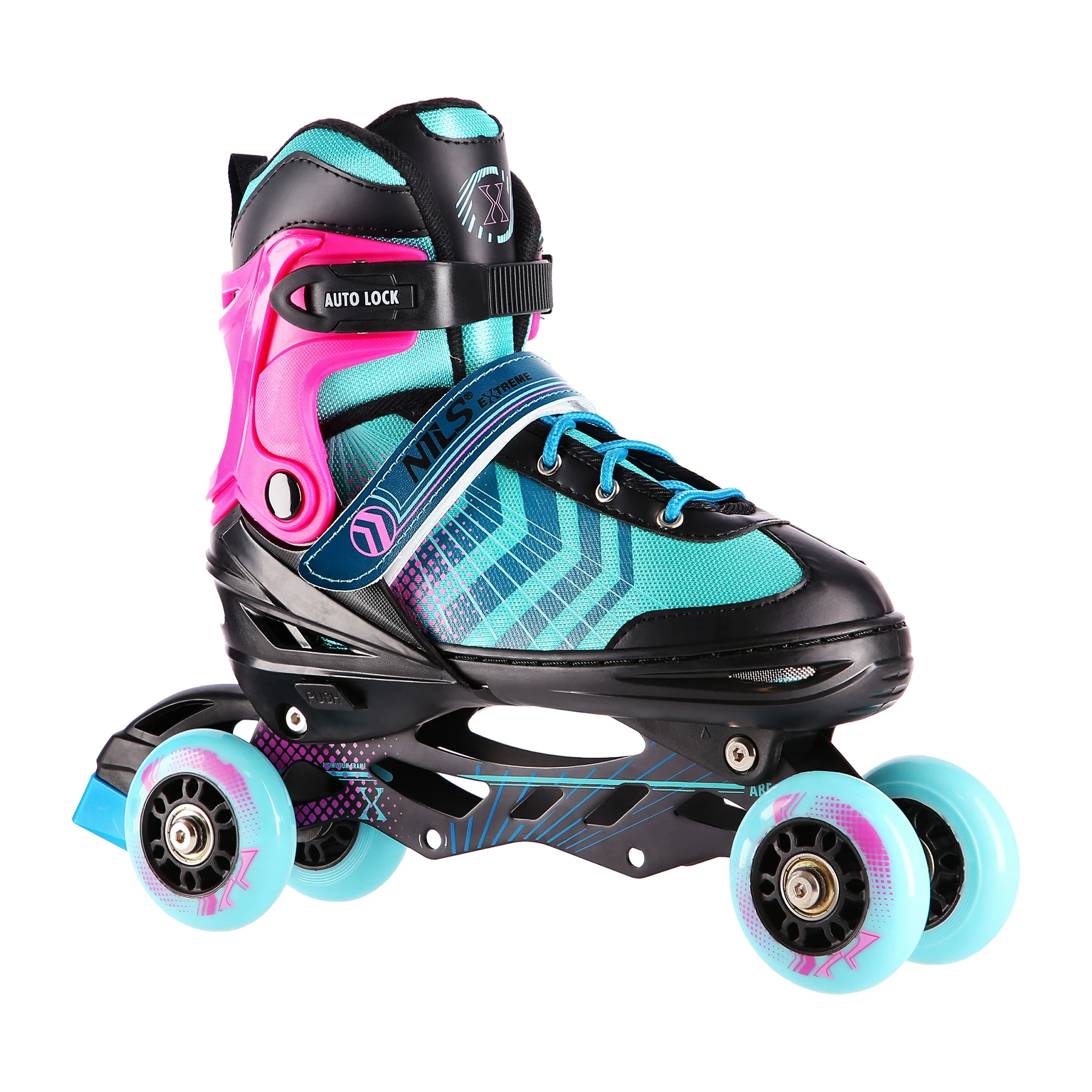 4in1 (rull)uisud NILS EXTREME NH18192 In-line Skates/Hockey Ice Skates, S (29-33), Black/Violet - Image 4