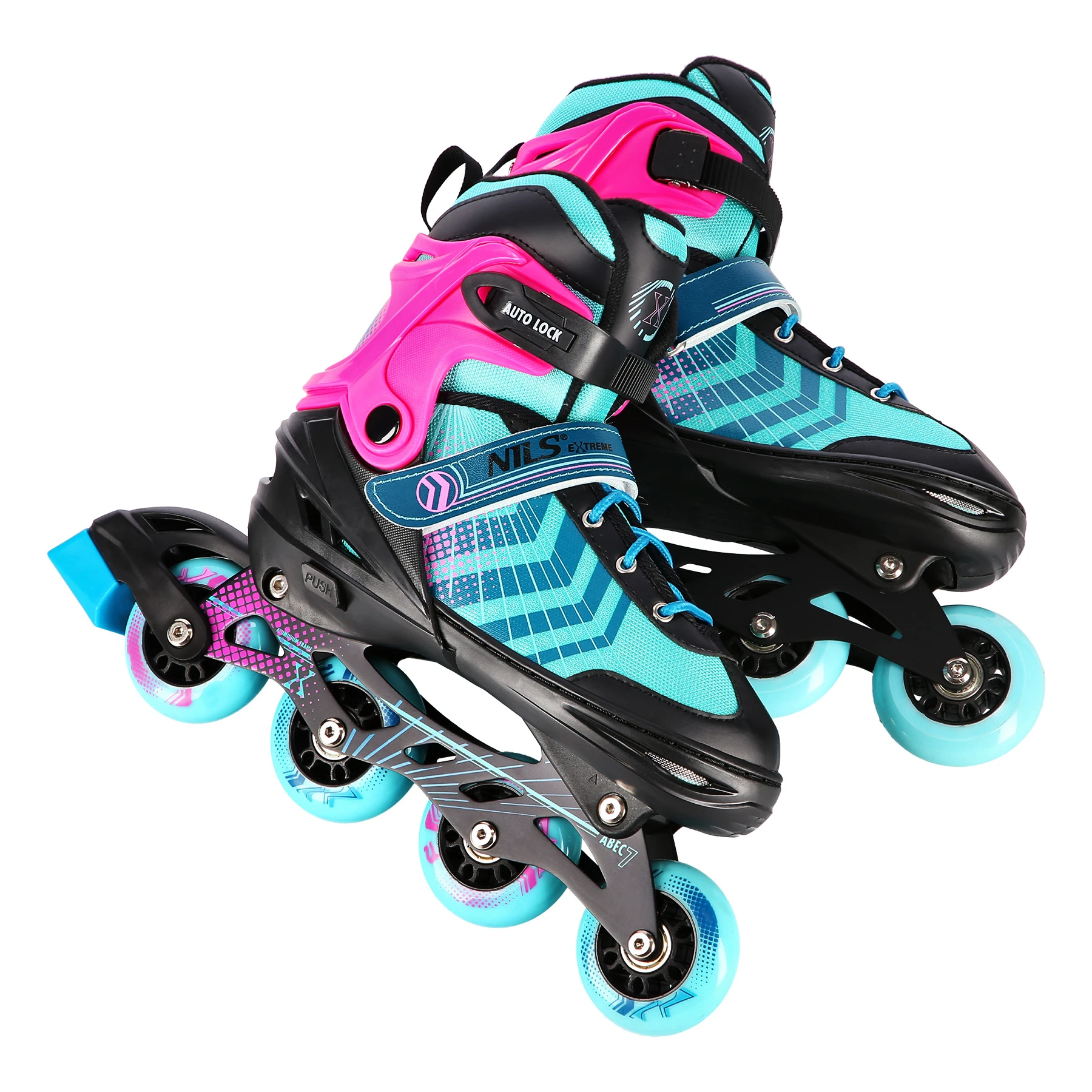 4in1 (rull)uisud NILS EXTREME NH18192 In-line Skates/Hockey Ice Skates, S (29-33), Black/Violet - Image 6