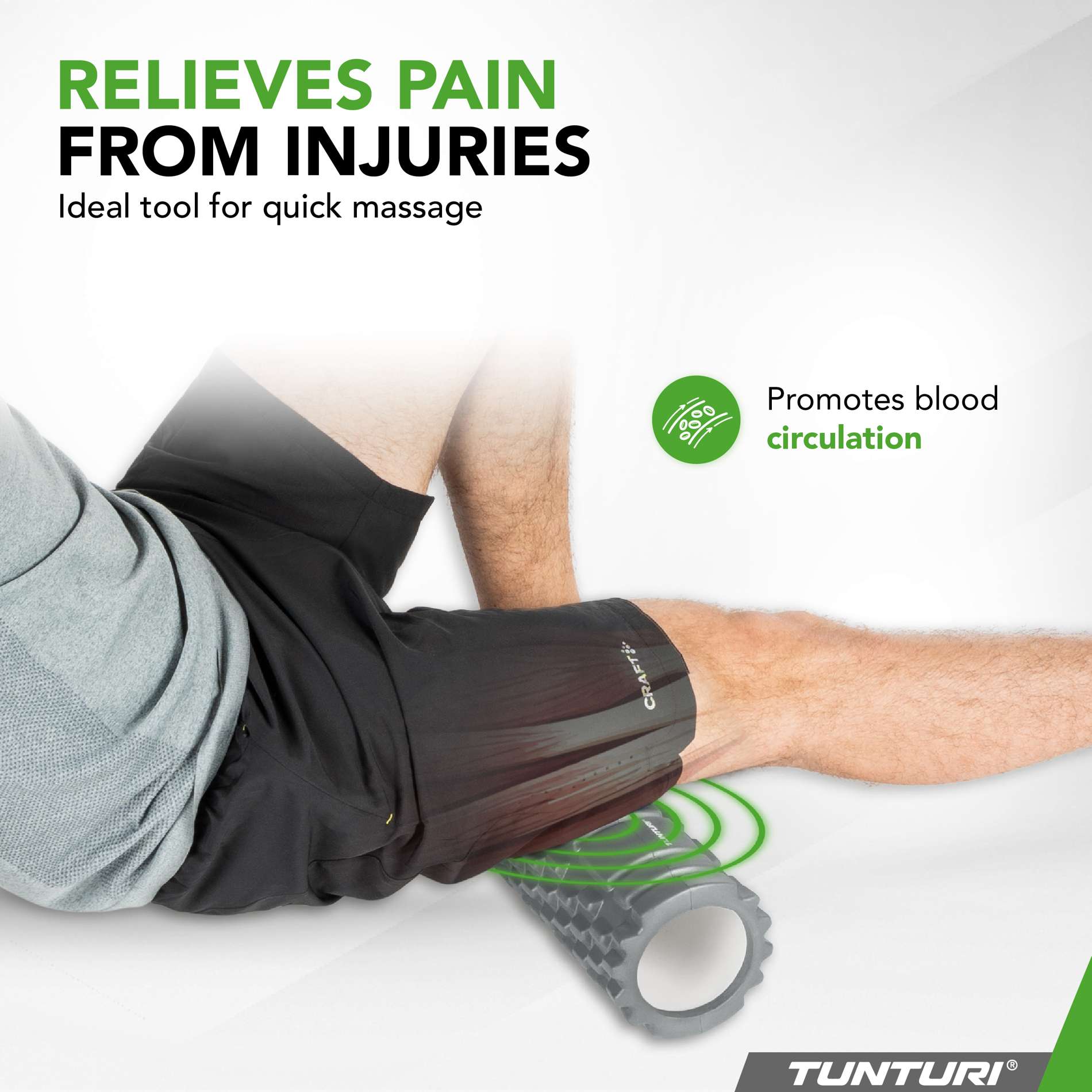 Massažirull TUNTURI Yoga Grid Foam Roller, 33cm, Grey - Image 2