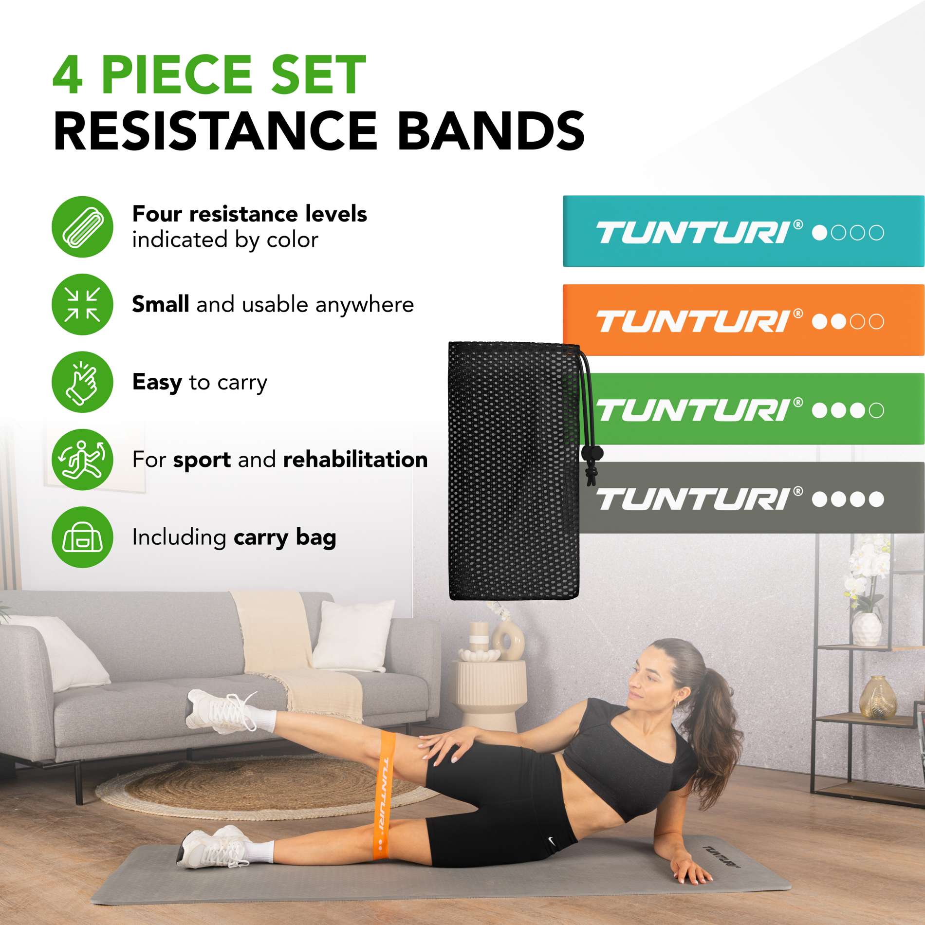 Võimlemiskummide komplekt TUNTURI Mini Resistance Band Set, 4 tk - Image 2