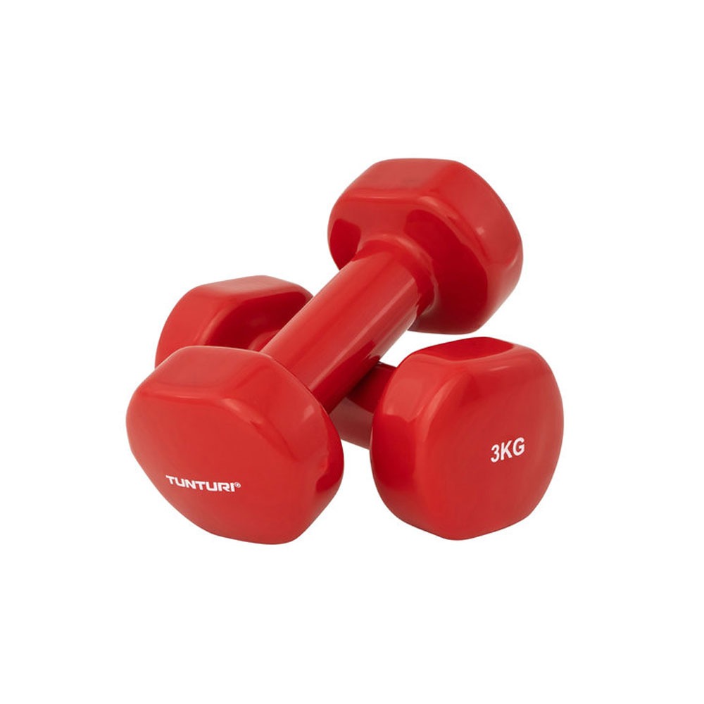 Hantlid TUNTURI Vinyl Dumbbells 3.0kg, punane